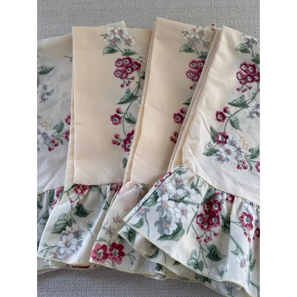 Vtg Set of 4 VTG Springmaid Spring Blossom Floral Ruffle Standard Pillowcases